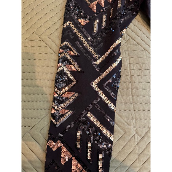 Express Black Sequin Embellished Leggings Party Sparkle Statement - Picture 7 of 9